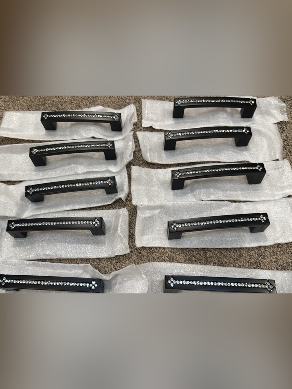 LANC Black Crystal Cabinet Pulls 10 Pack